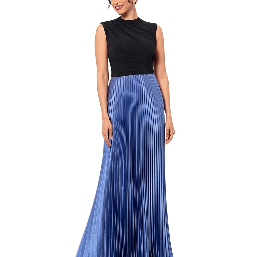 Betsy & Adam Black and Blue Maxi Dress